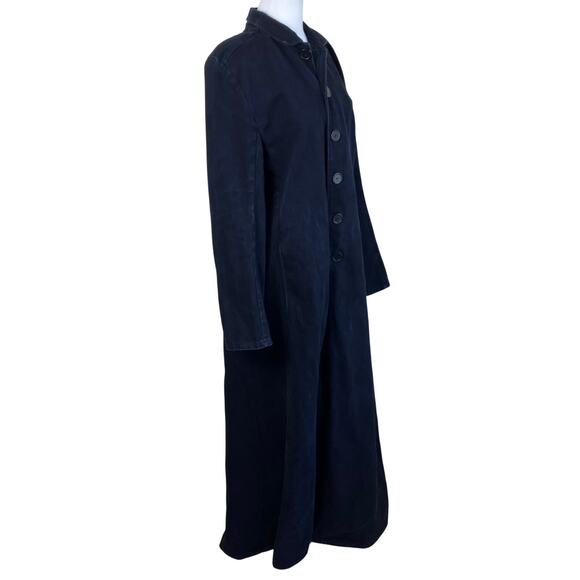 Red Balls On Fire Vtg Matrix Coat Trench Coat Mens Small Black Full Length - Picture 5 of 16